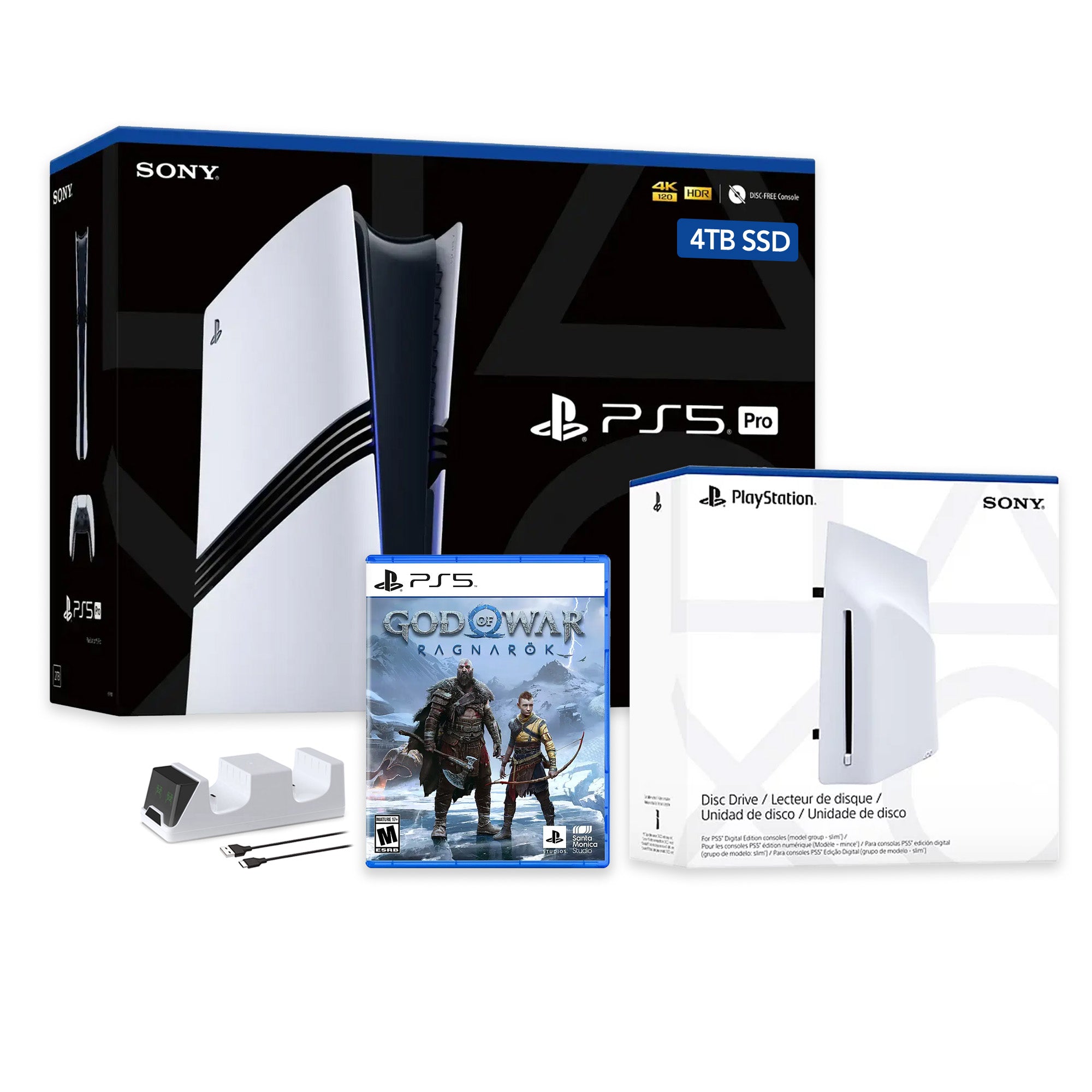 PlayStation 5 Pro 4TB SSD Console with Disc Drive, Wireless Controller and Charger, God of War Ragnarok - CFI-7019 PS5 Pro PlayStation 5 Pro 4TB SSD Console with Disc Drive, Wireless Controller and Charger, God of War Ragnarok - CFI-7019 PS5 Pro